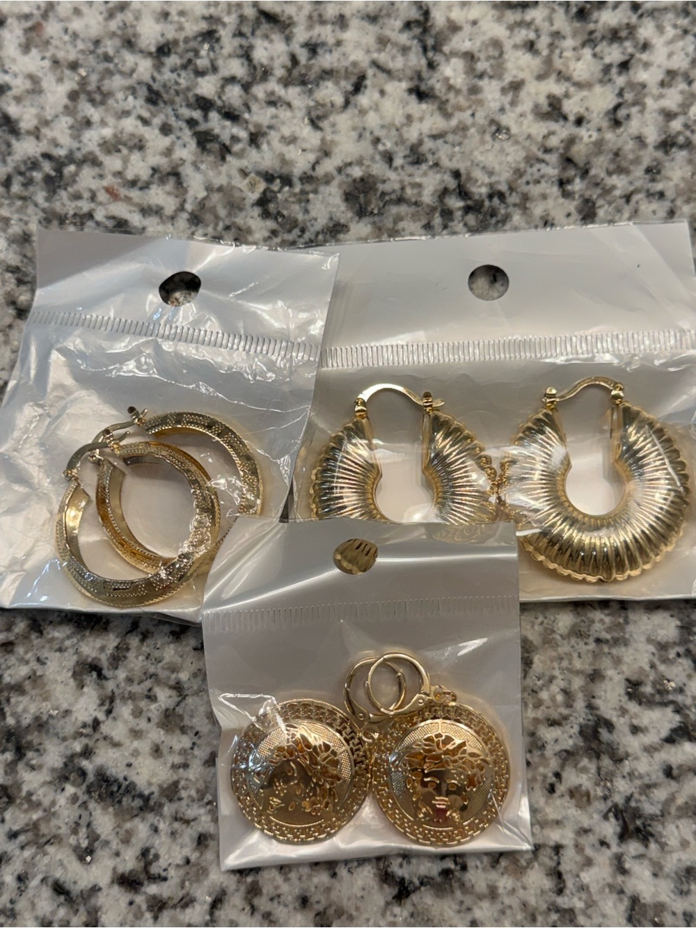 Gold Hoop and Medallion Earring Set - Women's Fashion Jewelry